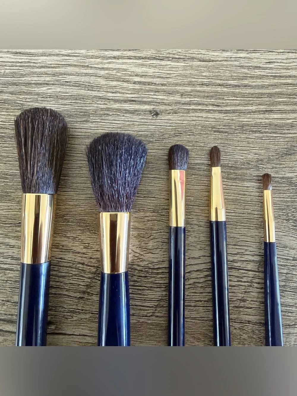 Estee Lauder 5 Pcs MakeUp Brush Set Powder Blush EyeShadow Lip Brush Blue Handle